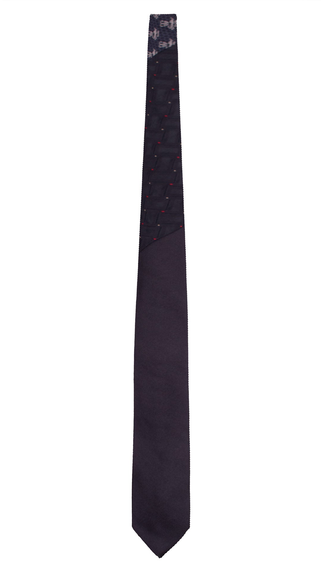 Cravatta di Seta Blu Tinta Unita Nodo in Contrasto Blu Fantasia Tono su Tono Bianco Rosso N3376 Made in Italy Graffeo Cravatte Intera