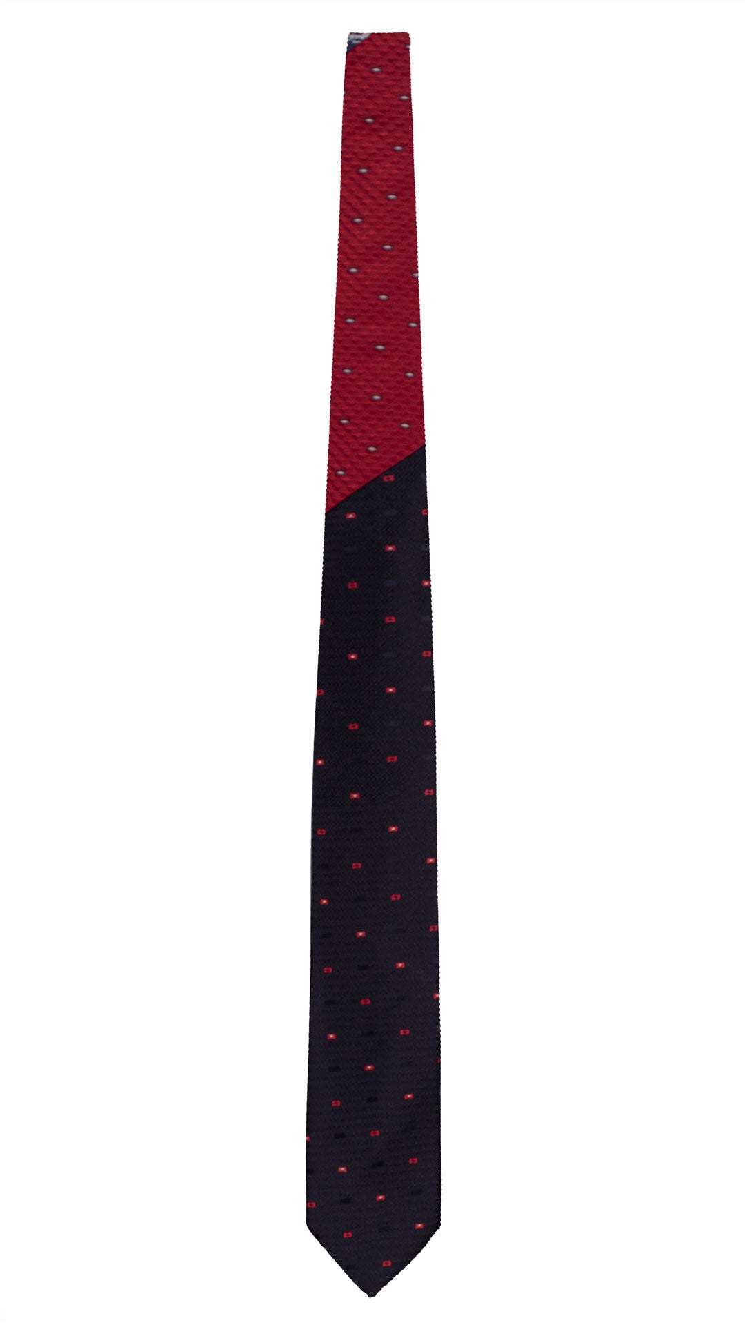 Cravatta di Seta Blu Tono su Tono Fantasia Rosso Bianco Nodo in Contrasto Rosso Bordeaux Fantasia Blu Bianco N3416 Made in Italy Graffeo Cravatte Intera