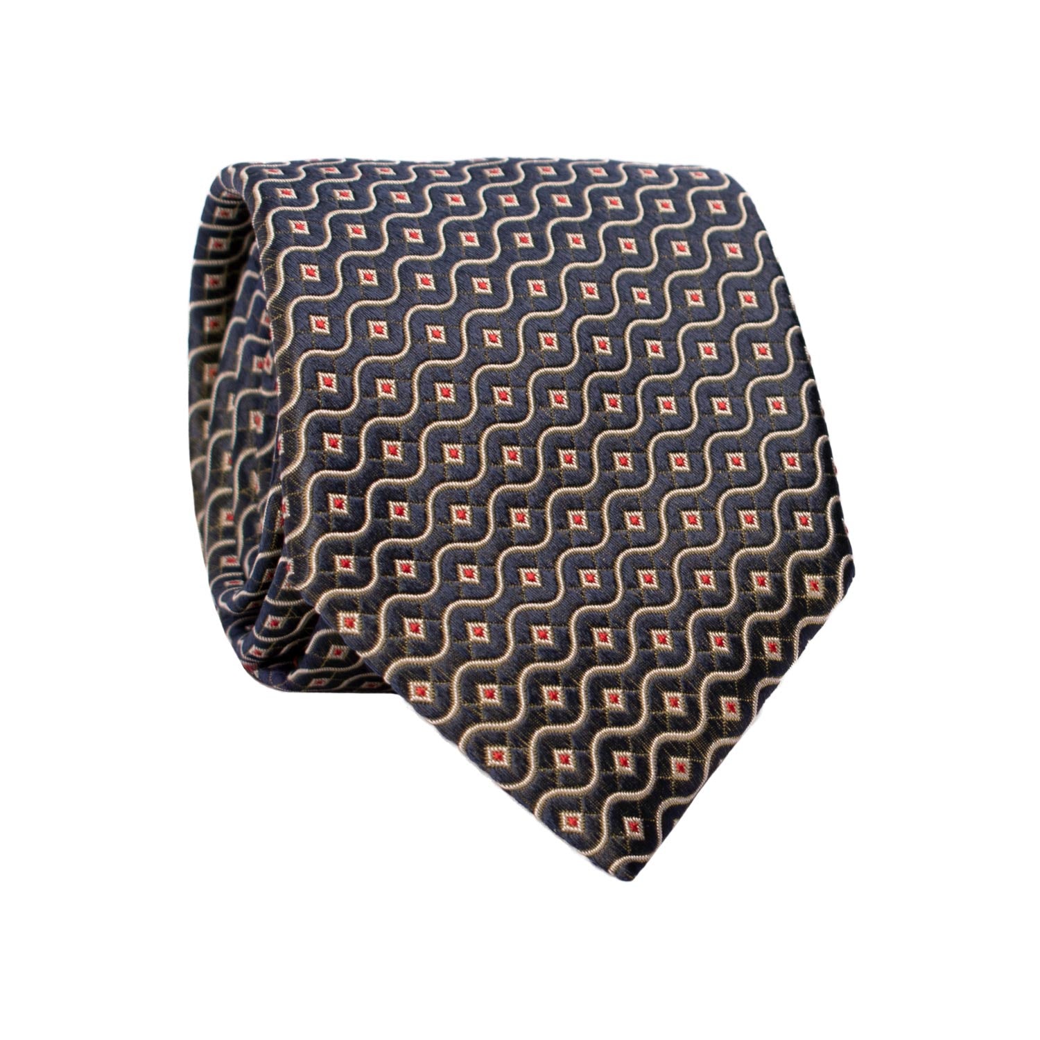 Cravatta di Seta Blu Verde Cangiante Fantasia Grigia Rossa 7267 Graffeo Cravatte Made in Italy Rotolo