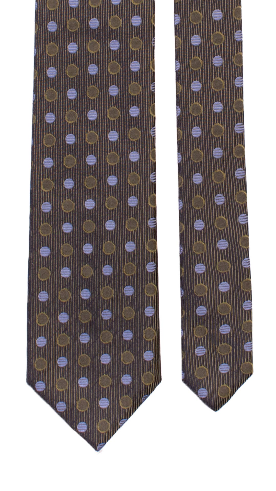 Cravatta di Seta Blu Verde Fantasia Tono su Tono Viola 7245 Graffeo Cravatte Made in Italy Pala