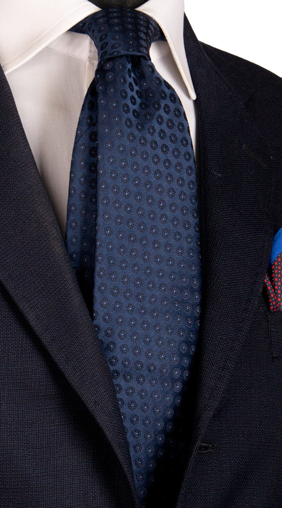 Cravatta di Seta Blu a Fiori Celeste Made in Italy Graffeo Cravatte