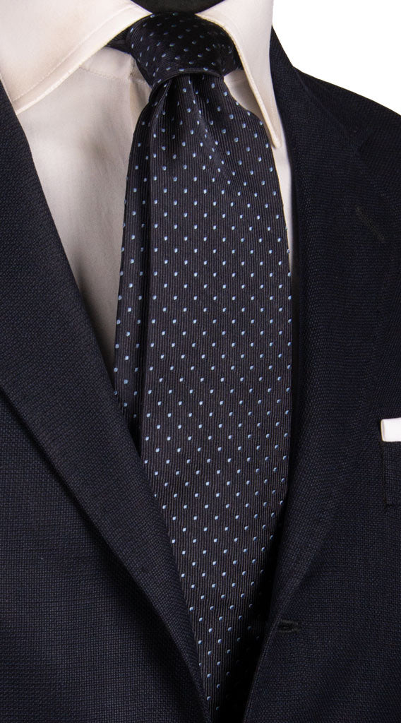 Cravatta di Seta Blu a Pois Celeste 6852 Made in Italy Graffeo Cravatte