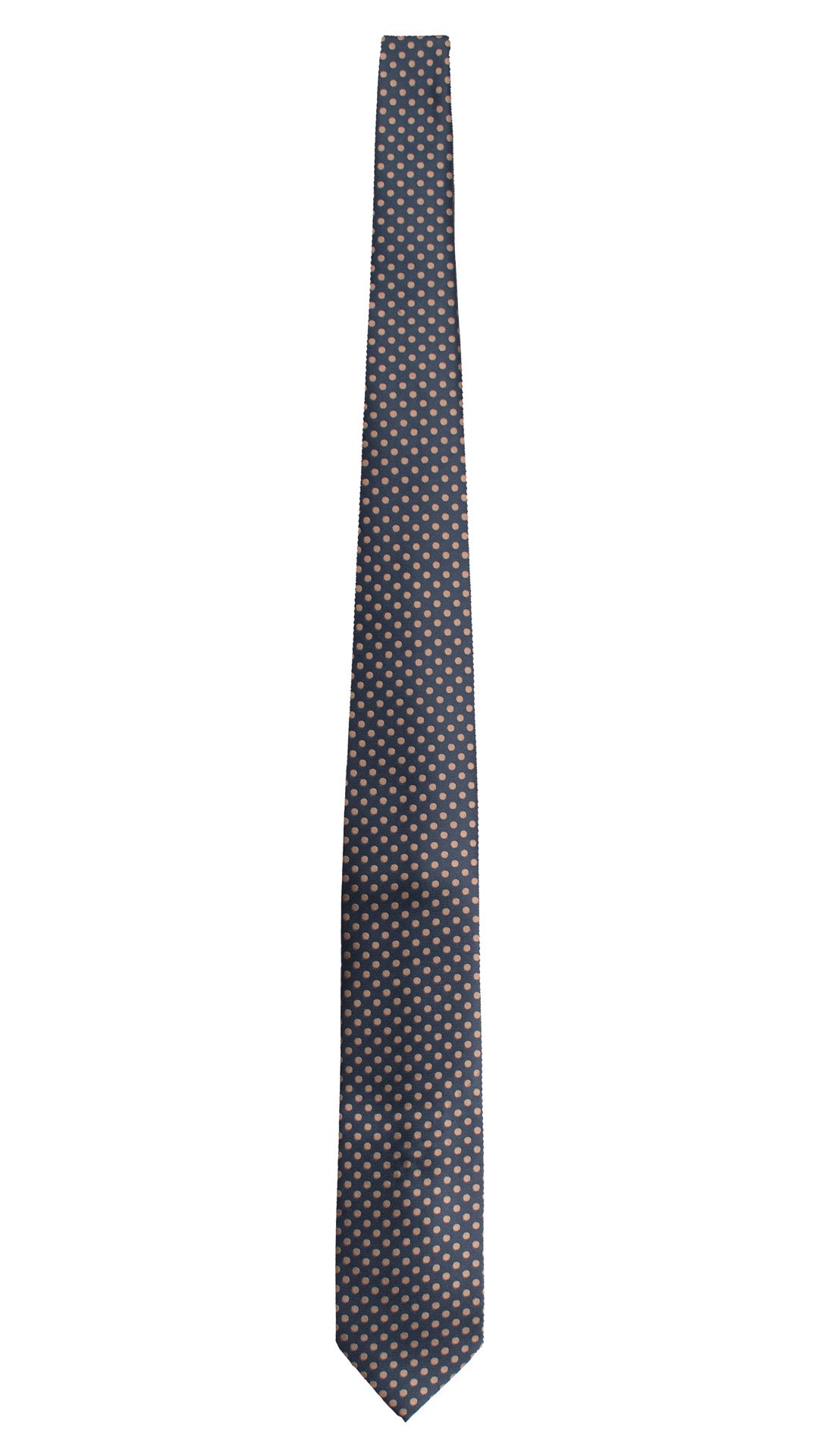 Cravatta di Seta Blu a Pois Color Fango 1732 Graffeo Cravatte Made in Italy Intera