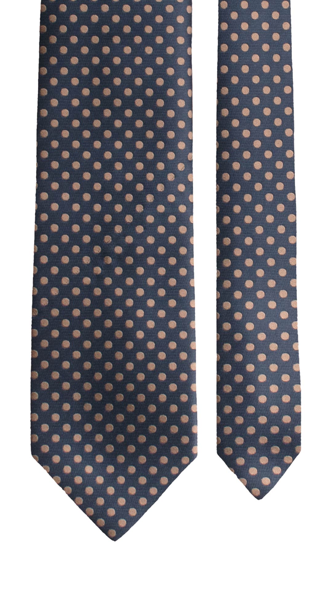 Cravatta di Seta Blu a Pois Color Fango 1732 Graffeo Cravatte Made in Italy Pala