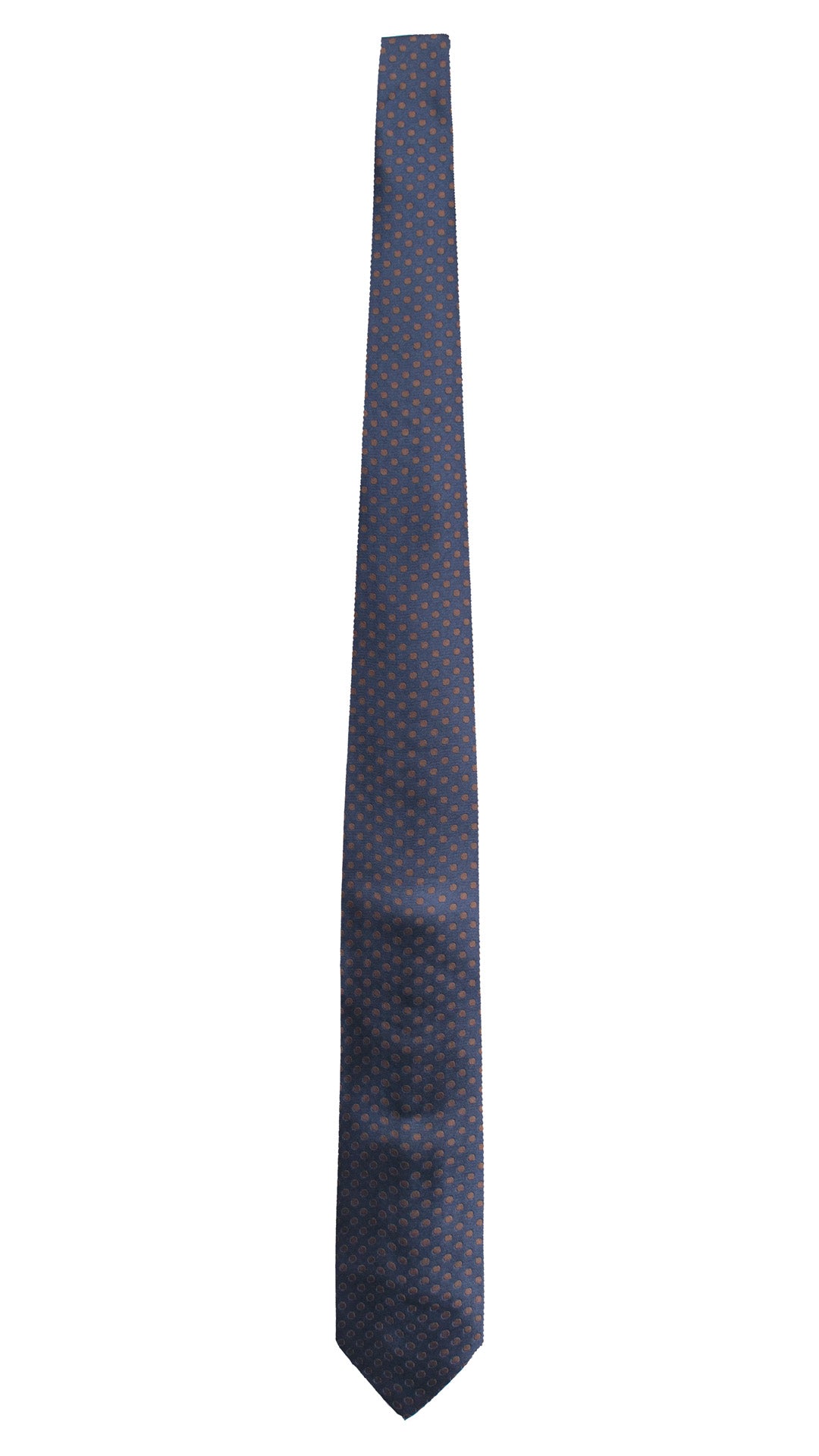 Cravatta di Seta Blu a Pois Marrone 1733 Graffeo Cravatte Made in Italy Intera