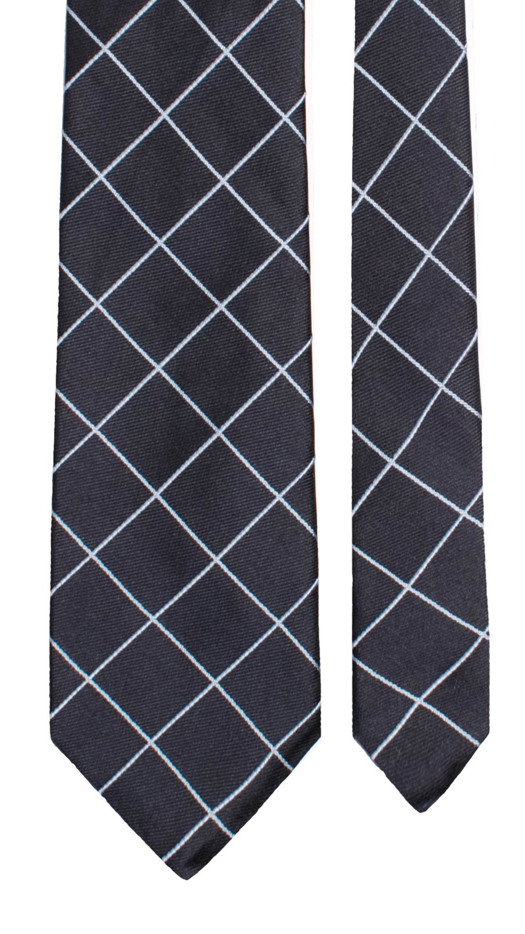 Cravatta di Seta Blu a Quadri Celesti 7714 Made in Italy Graffeo Cravatte Pala