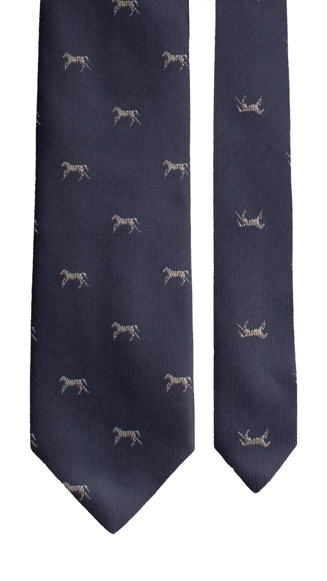 Cravatta di Seta Blu con Animali 2073 Graffeo Cravatte Made in Italy Pala