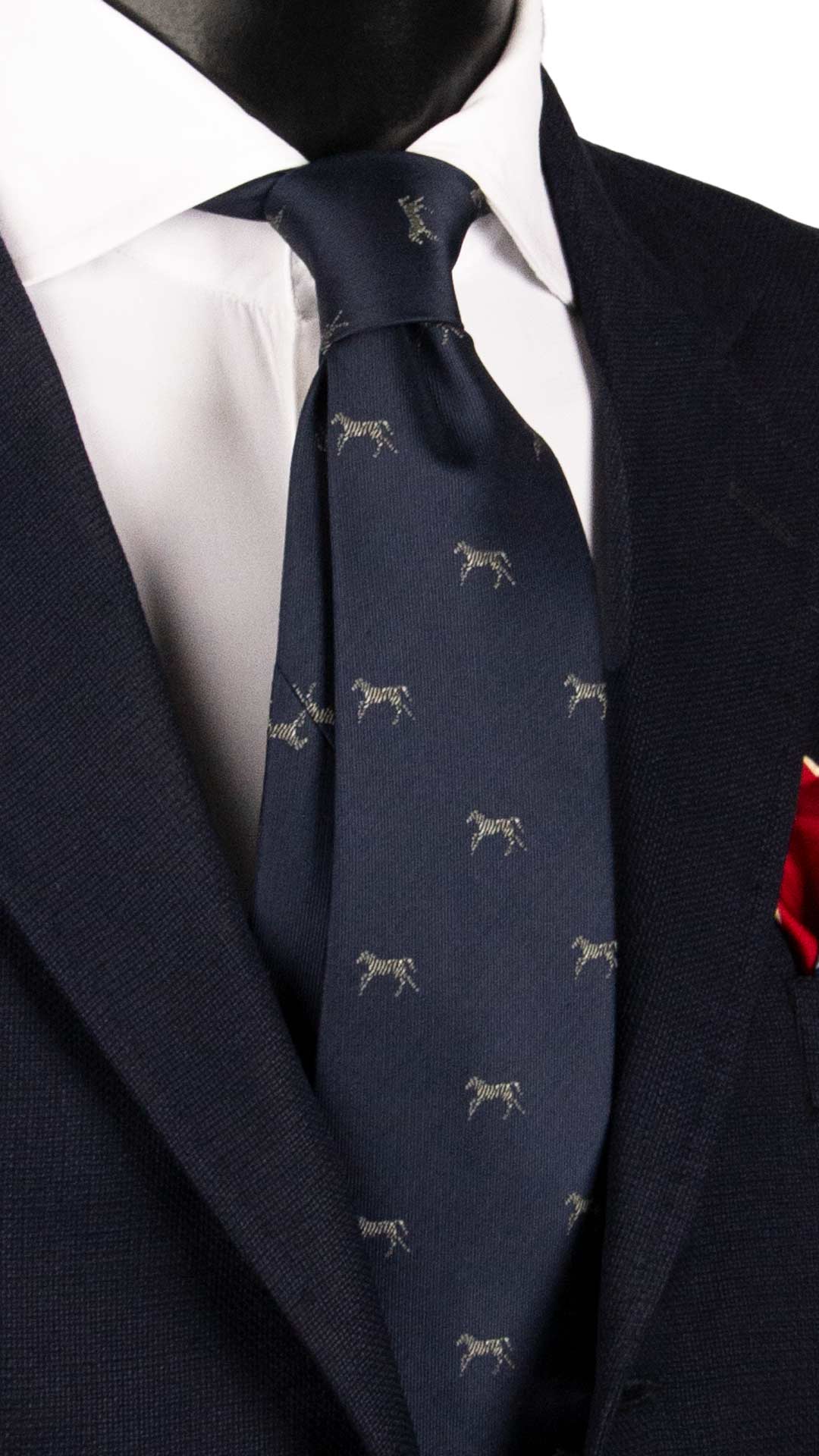 Cravatta di Seta Blu con Animali 2073 Graffeo Cravatte Made in Italy