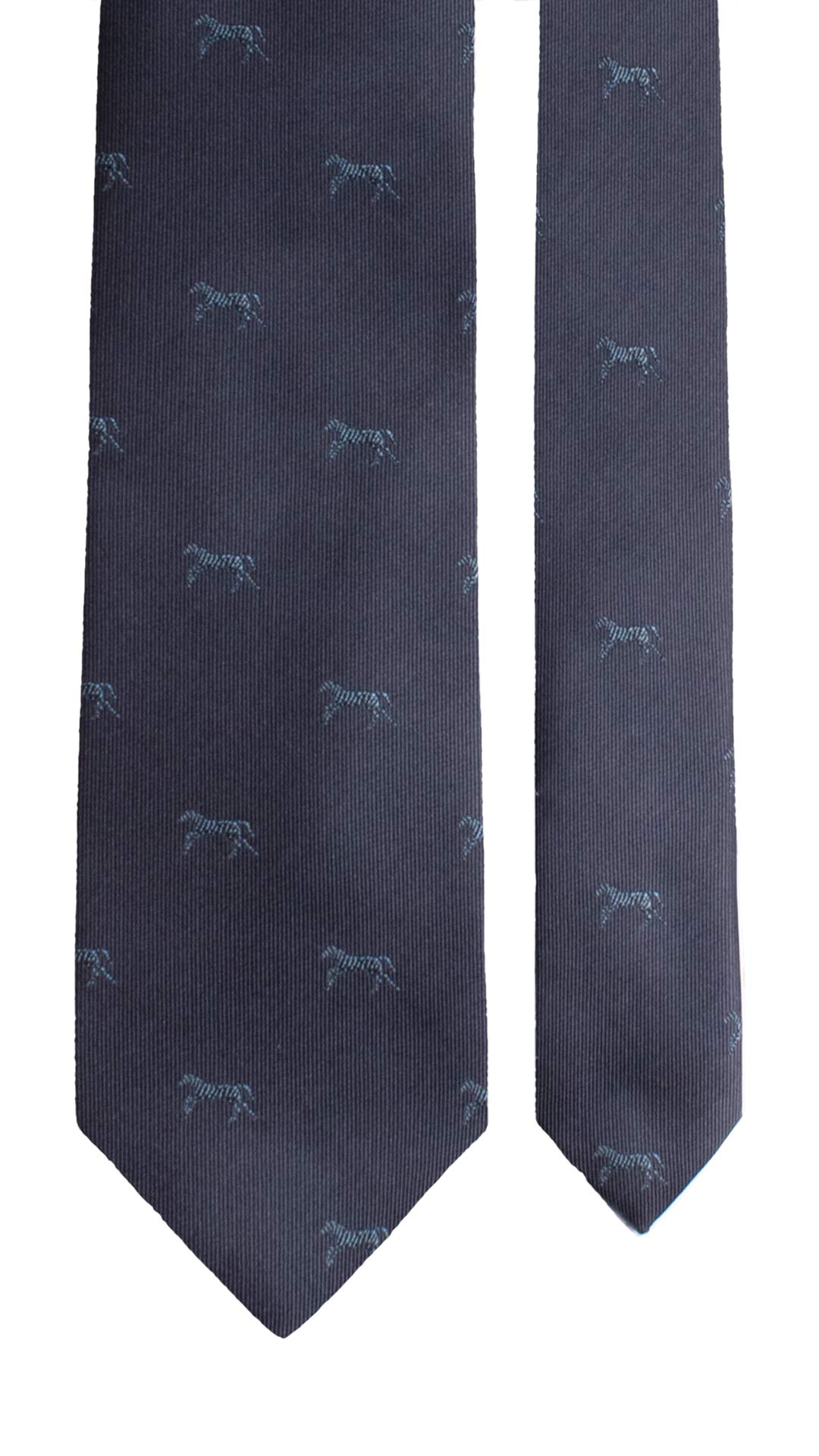 Cravatta di Seta Blu con Animali 2075 Graffeo Cravatte Made in Italy Pala