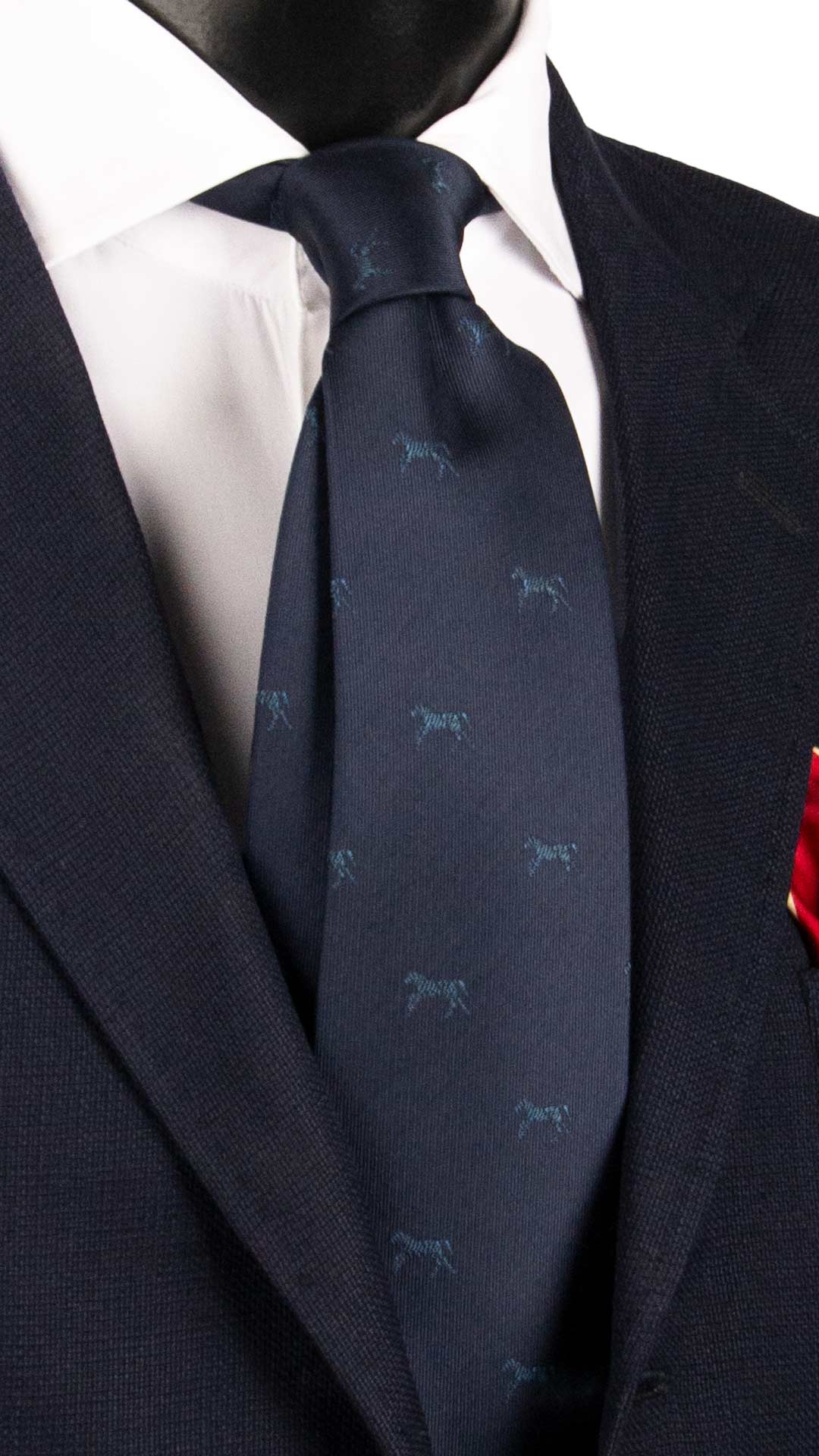 Cravatta di Seta Blu con Animali 2075 Graffeo Cravatte Made in Italy