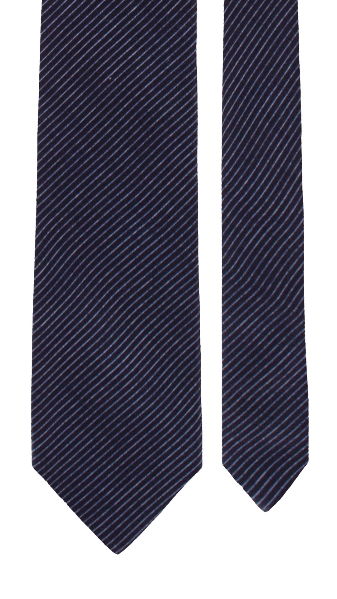 Cravatta di Seta Blu con Righe Celesti 7641 Made in Italy Graffeo Cravatte  Pala