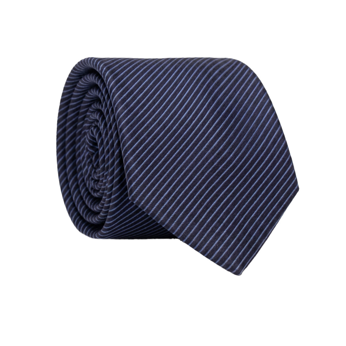 Cravatta di Seta Blu con Righe Celesti 7641 Made in Italy Graffeo Cravatte Rotolo