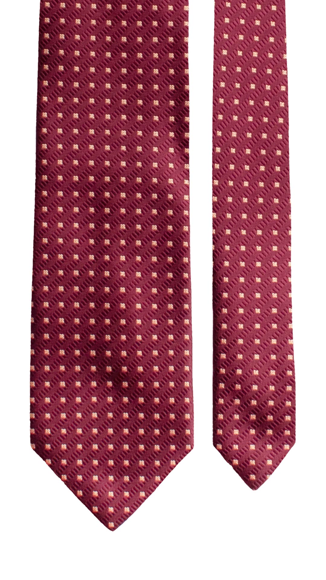 Cravatta di Seta Bordeaux Fantasia Beige 1654 Graffeo Cravatte Made in Italy Pala