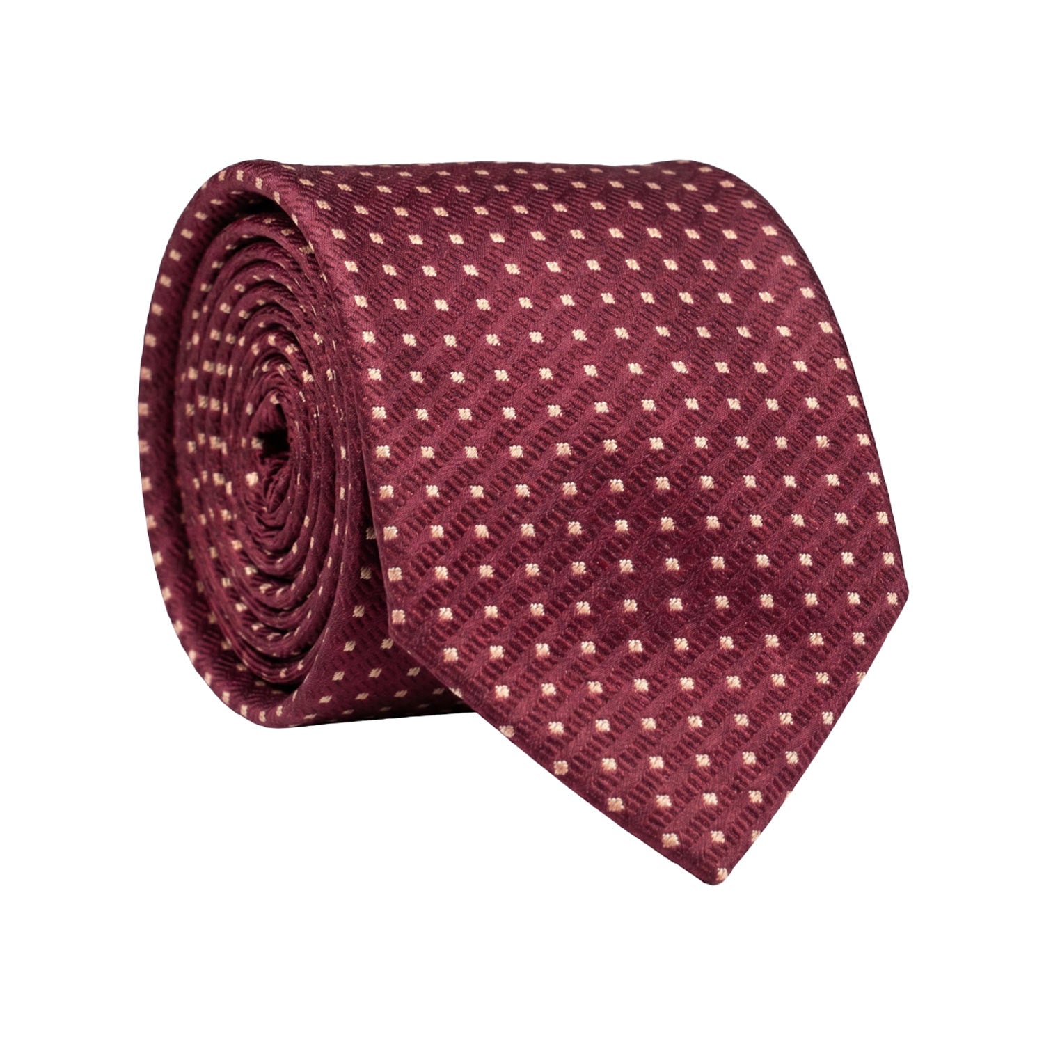 Cravatta di Seta Bordeaux Fantasia Beige 1654 Graffeo Cravatte Made in Italy Rotolo