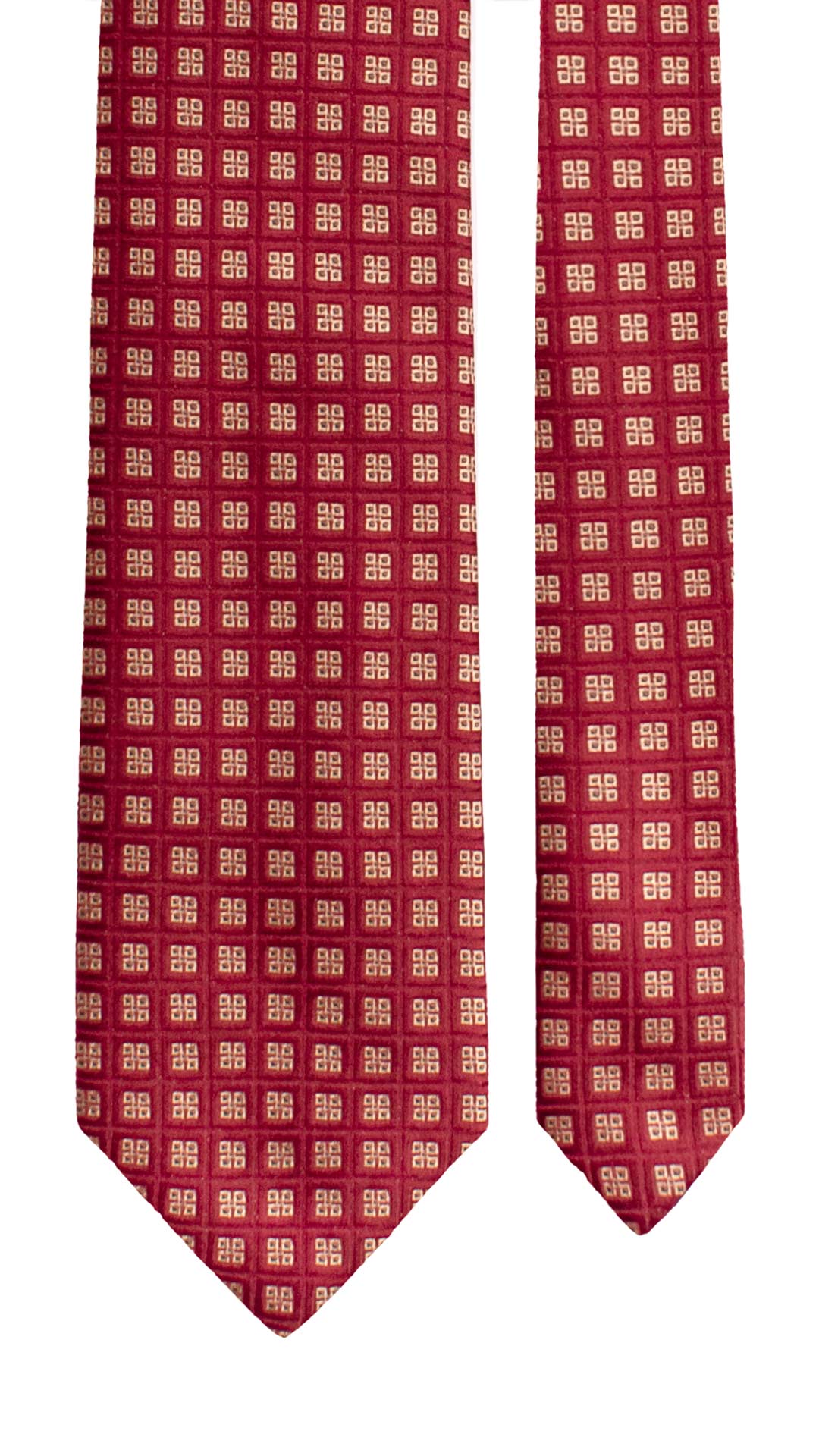Cravatta di Seta Bordeaux Fantasia Beige Marrone 1848 Graffeo Cravatte Made in Italy Pala