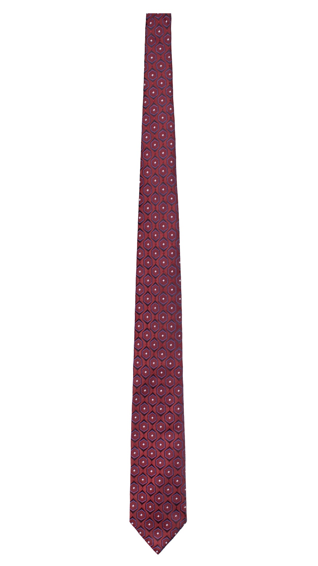 Cravatta di Seta Bordeaux Fantasia Nero Viola Grigio Argento AN7430 Made in Italy Graffeo Cravatte Intera