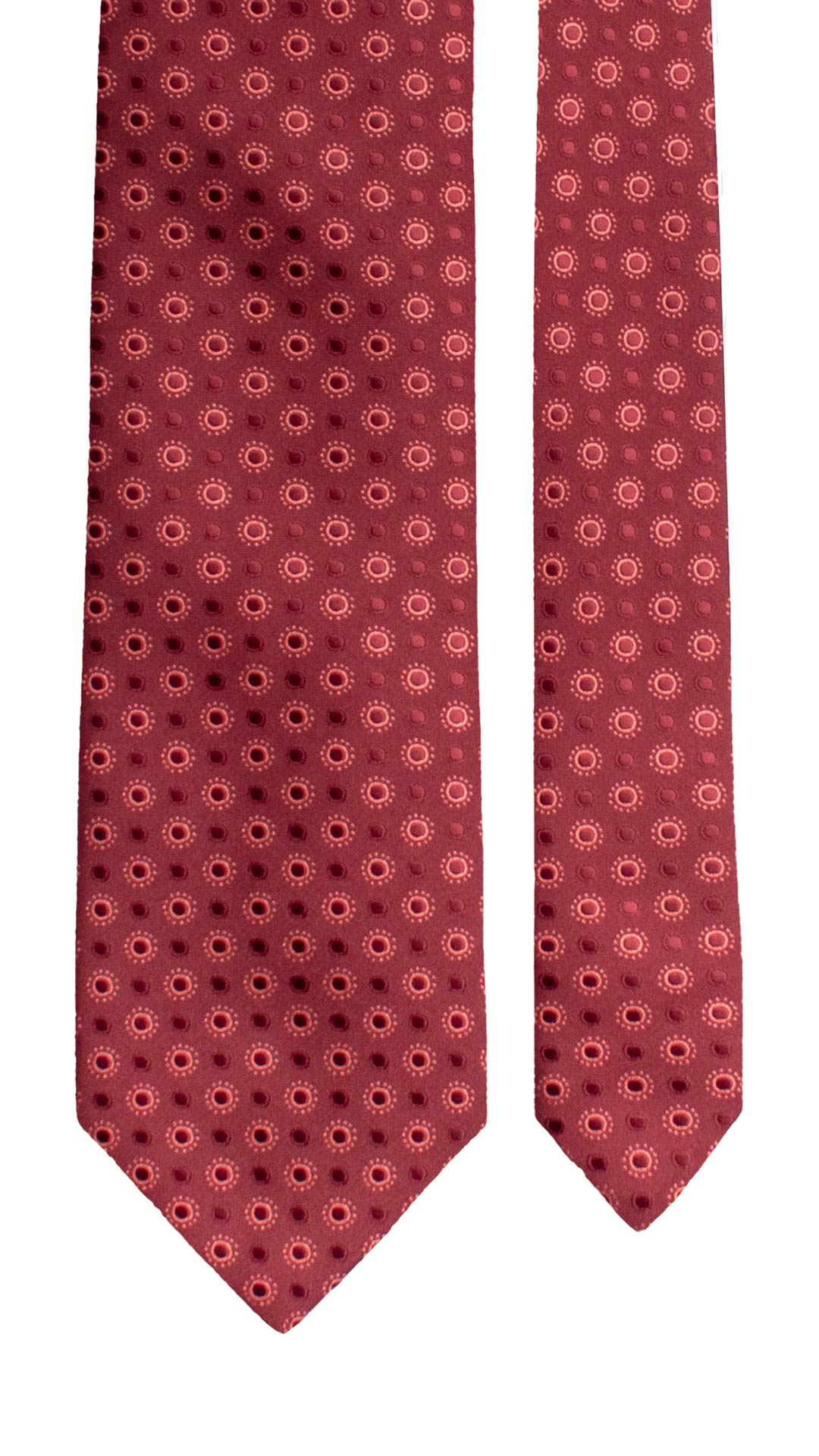 Cravatta di Seta Bordeaux Fantasia Tono su Tono Rosa Antico 1656 Graffeo Cravatte Made in Italy Pala