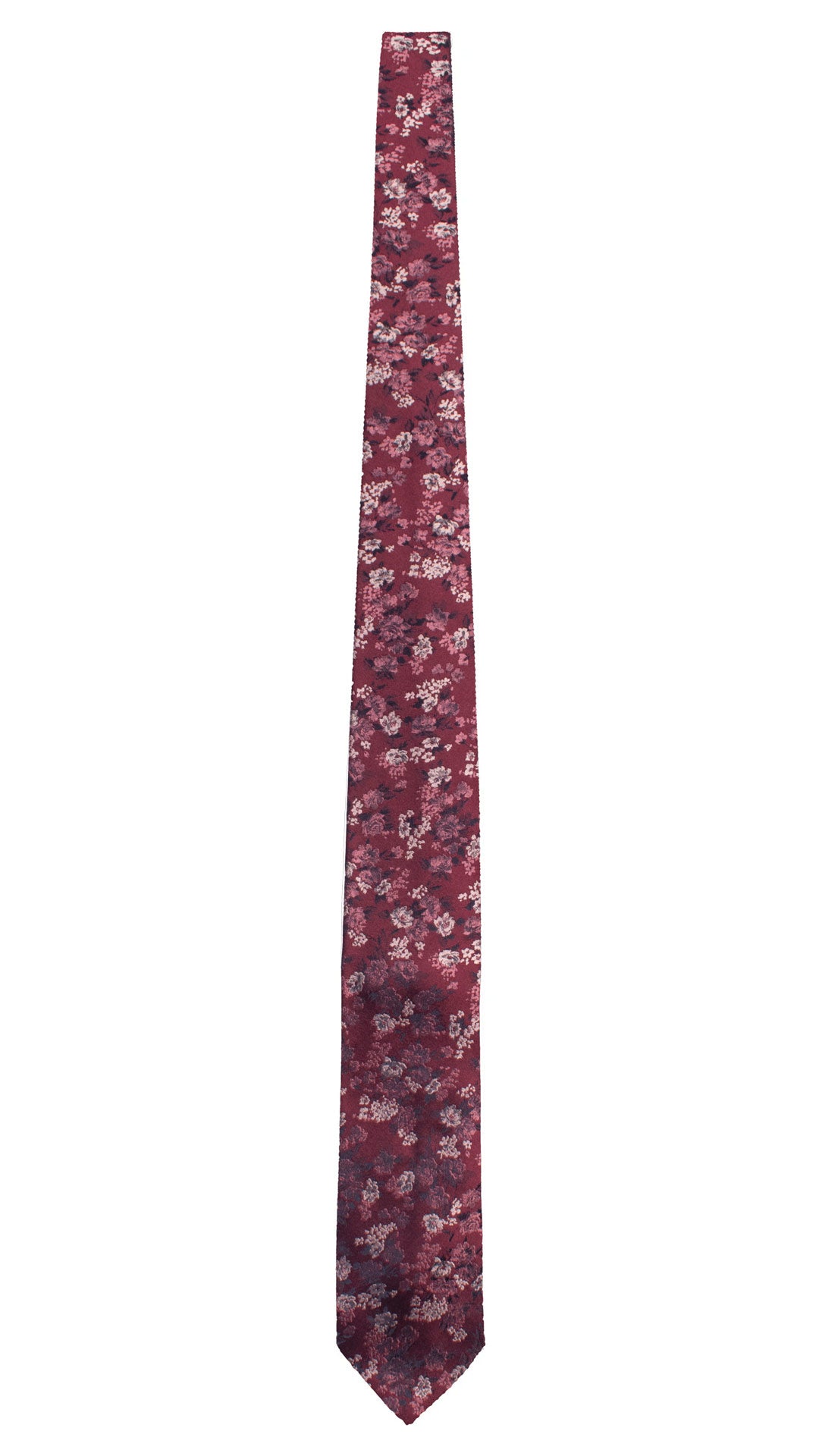 Cravatta di Seta Bordeaux a Fiori Rosa Blu Grigio Argento AN8106 Made in Italy Graffeo Cravatte Intera