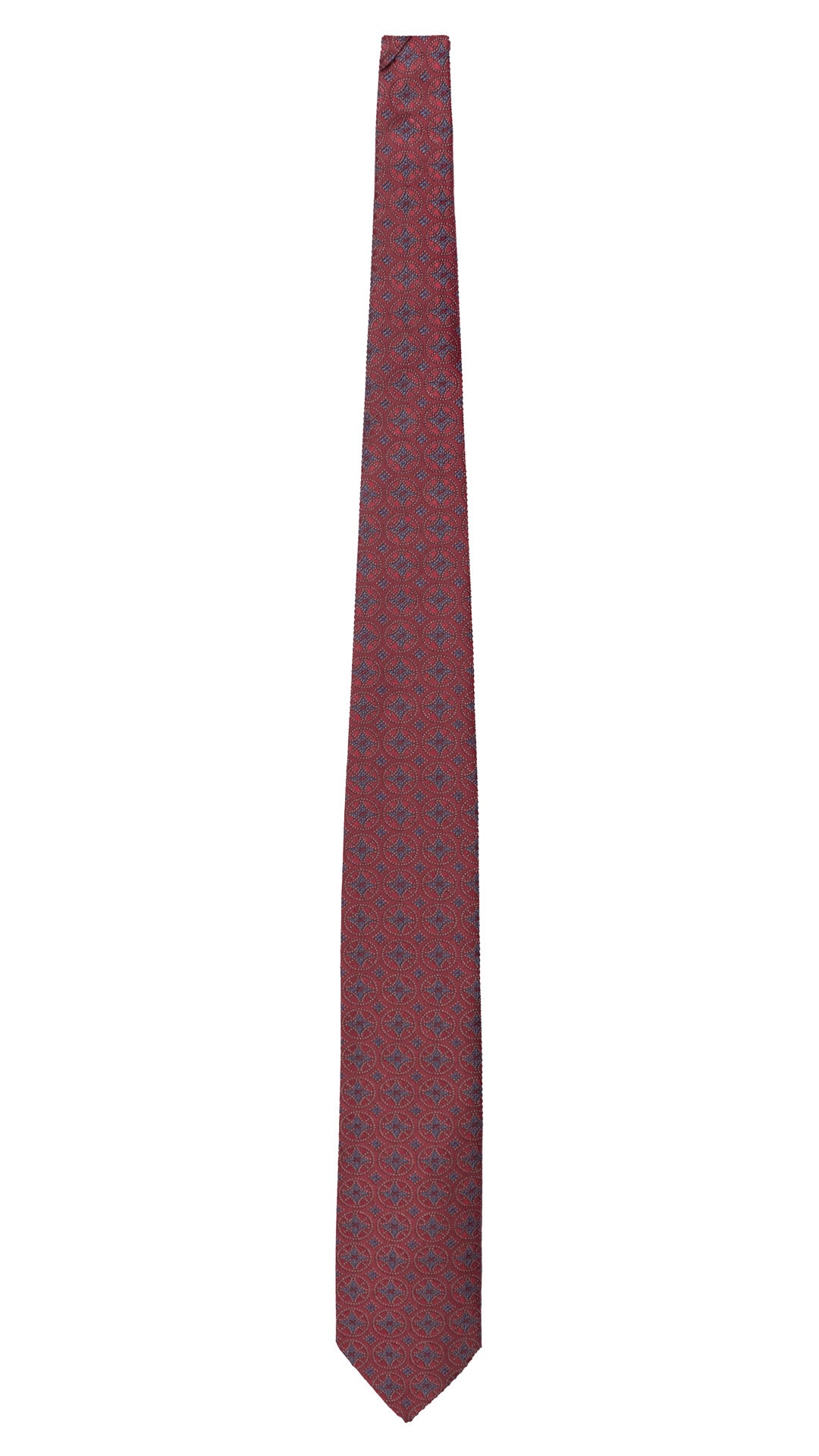 Cravatta di Seta Bordeaux a Medaglioni Bluette Grigio AN7545 Made in Italy Graffeo Cravatte Intera