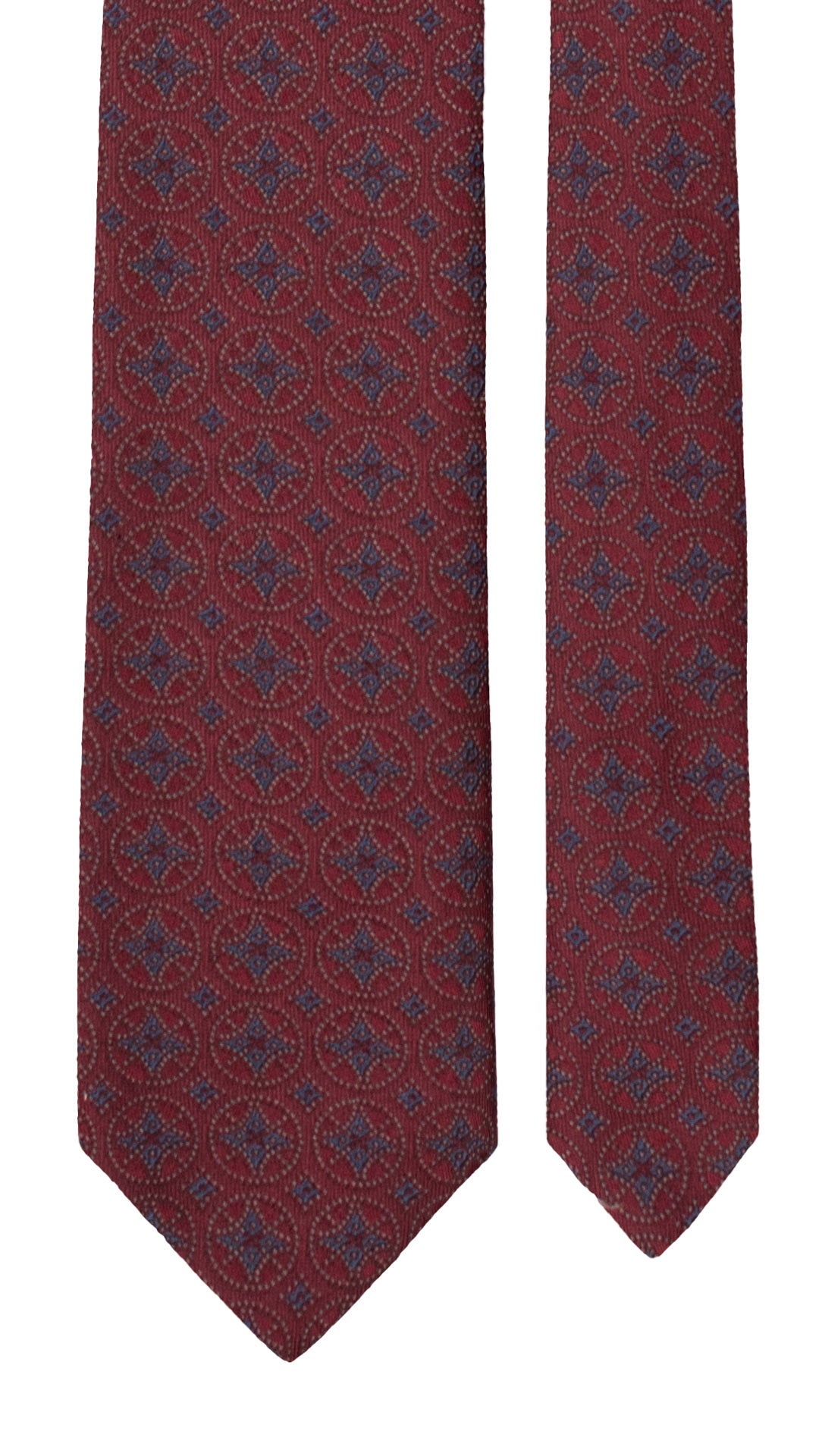 Cravatta di Seta Bordeaux a Medaglioni Bluette Grigio AN7545 Made in Italy Graffeo Cravatte Pala
