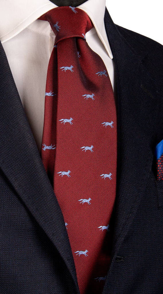 Cravatta di Seta Bordeaux con Animali Made in italy Graffeo Cravatte