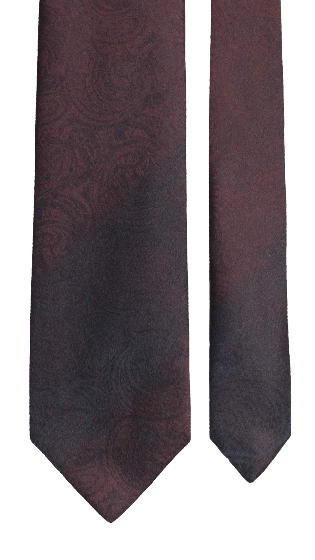 Cravatta di Seta Borgogna Nera Paisley Tono su Tono AN7779 Made in Italy Graffeo Cravatte Pala