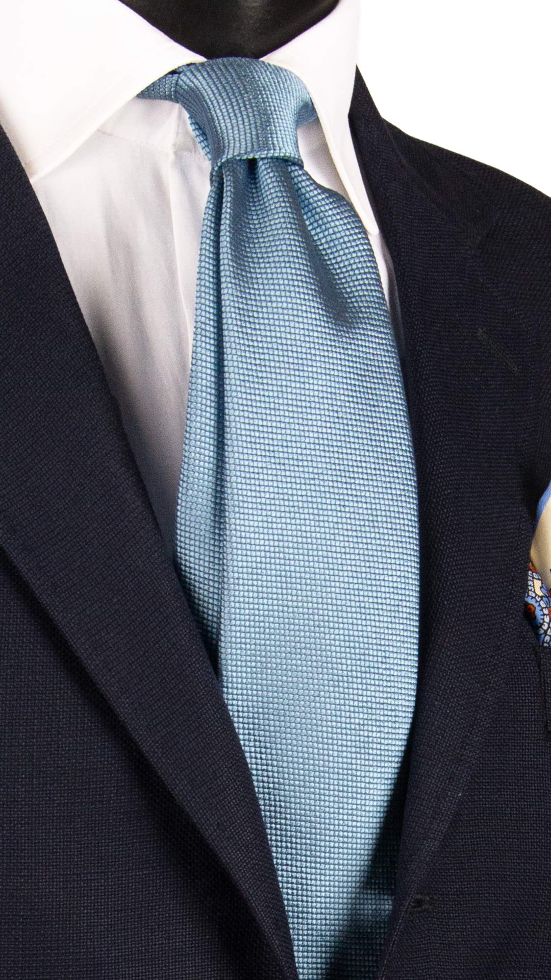 Cravatta di Seta Celeste Fantasia Blu 7230 Graffeo Cravatte Made in Italy 