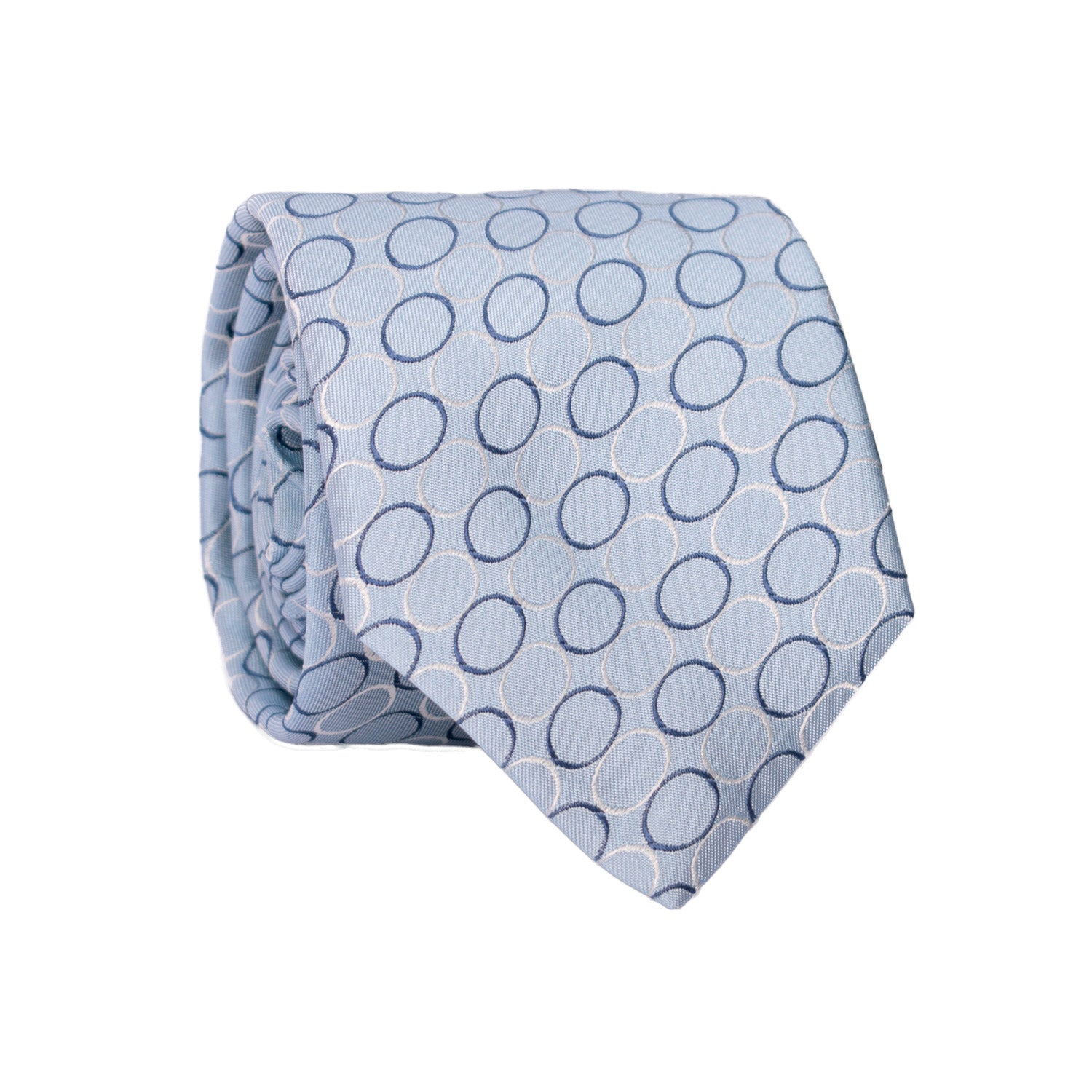 Cravatta di Seta Celeste Fantasia Grigia Indaco 7224 Graffeo Cravatte Made in Italy Rotolo