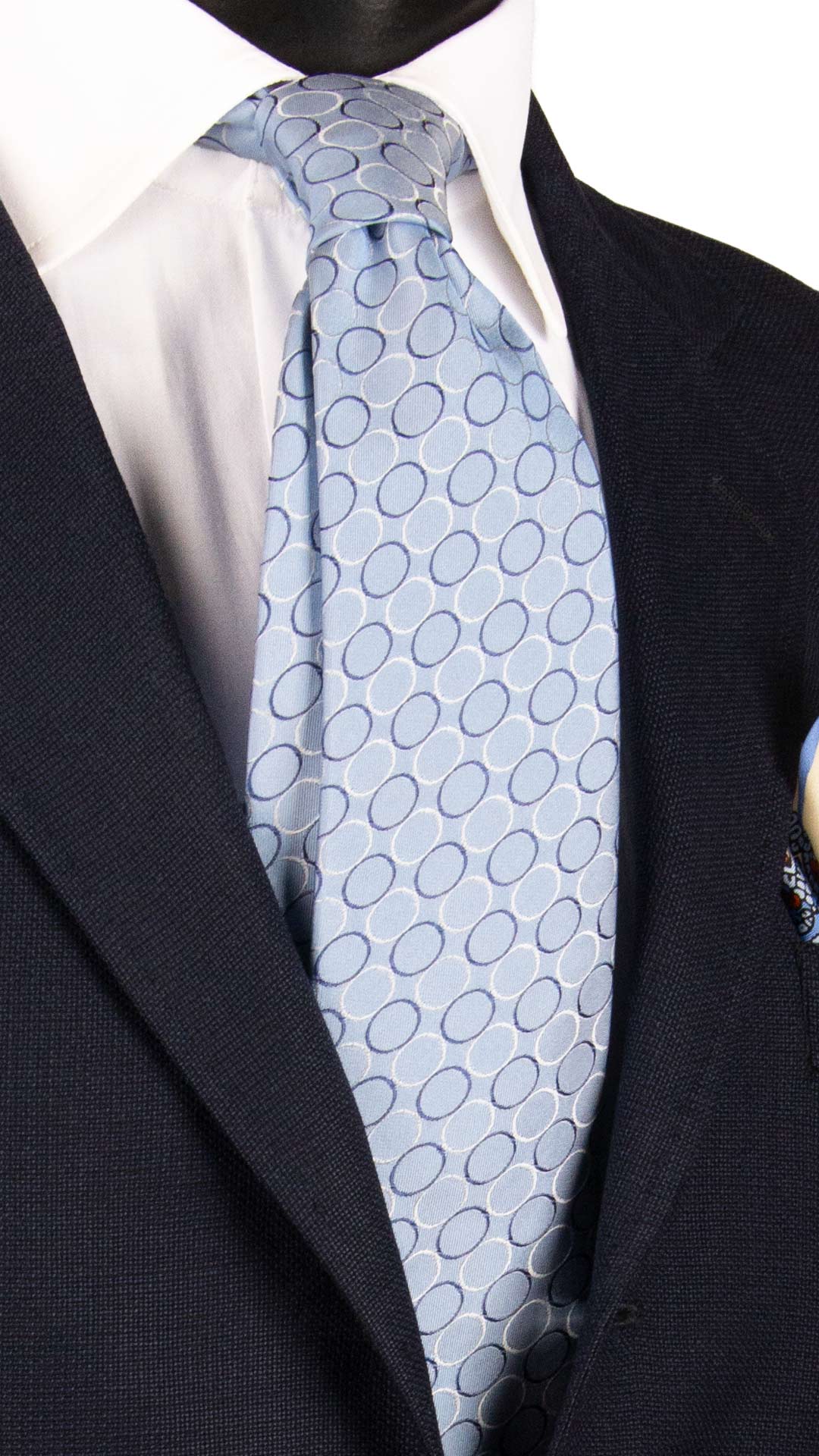 Cravatta di Seta Celeste Fantasia Grigia Indaco 7224 Graffeo Cravatte Made in Italy