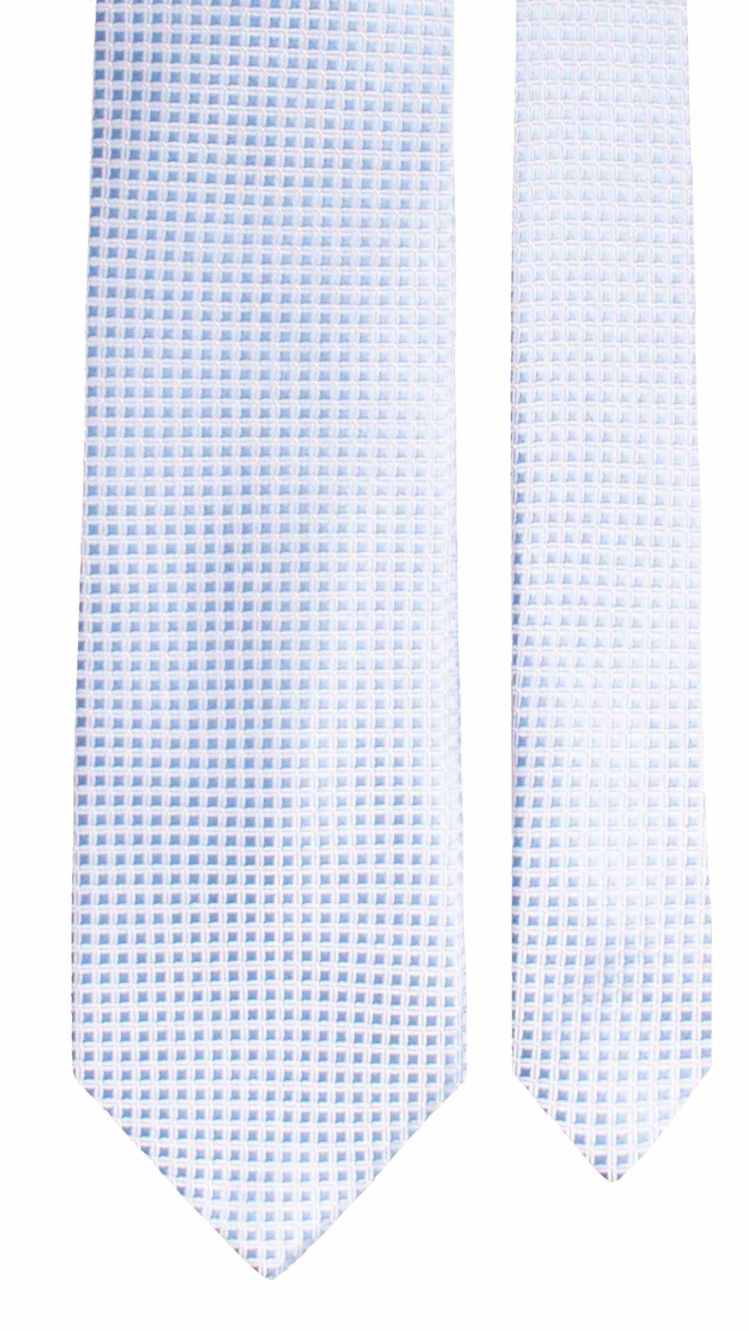 Cravatta di Seta Celeste Fantasia Tono su Tono Bianca 2048 Graffeo Cravatte Made in Italy Pala