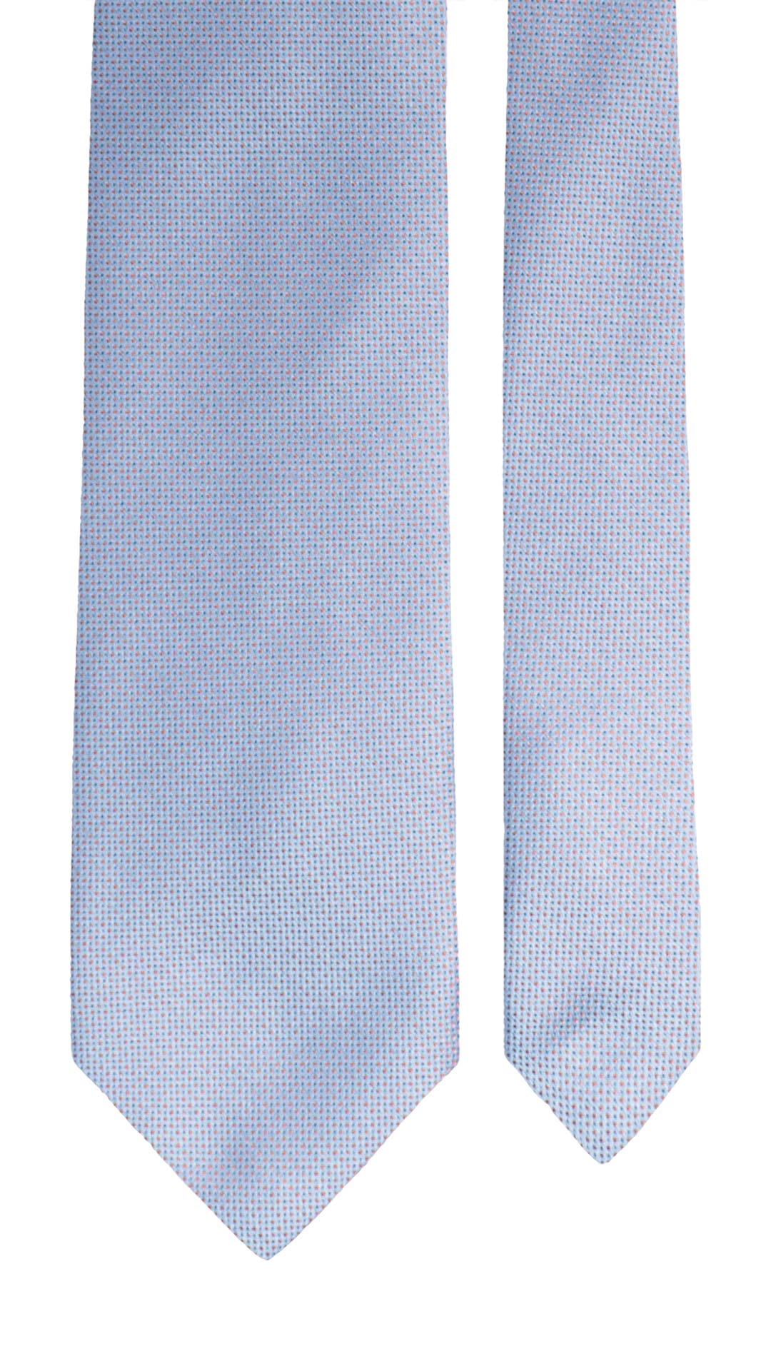 Cravatta di Seta Celeste Punto a Spillo Arancione Bluette 2149 Graffeo Cravatte Made in Italy Pala