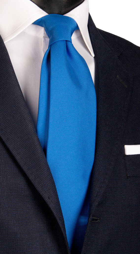 Cravatta di Seta Celeste Tinta Unita Made in Italy Graffeo Cravatte