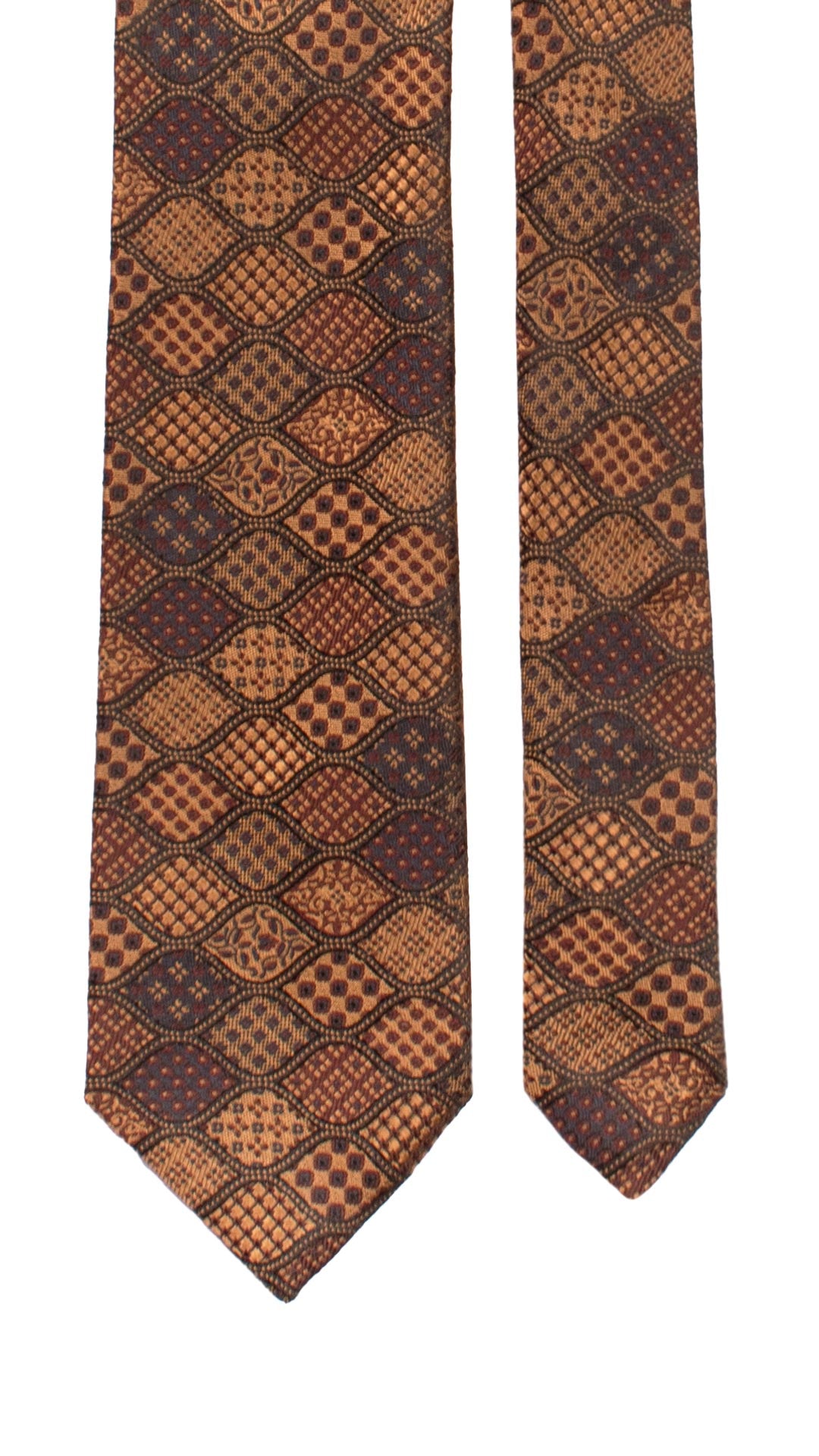 Cravatta di Seta Color Bronzo Fantasia Multicolor 7483 Made in Italy Graffeo Cravatte Pala