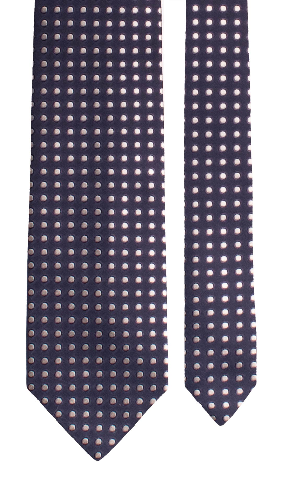Cravatta di Seta Color Melanzana a Pois Grigio Argento 1822 Graffeo Cravatte Made in Italy Pala