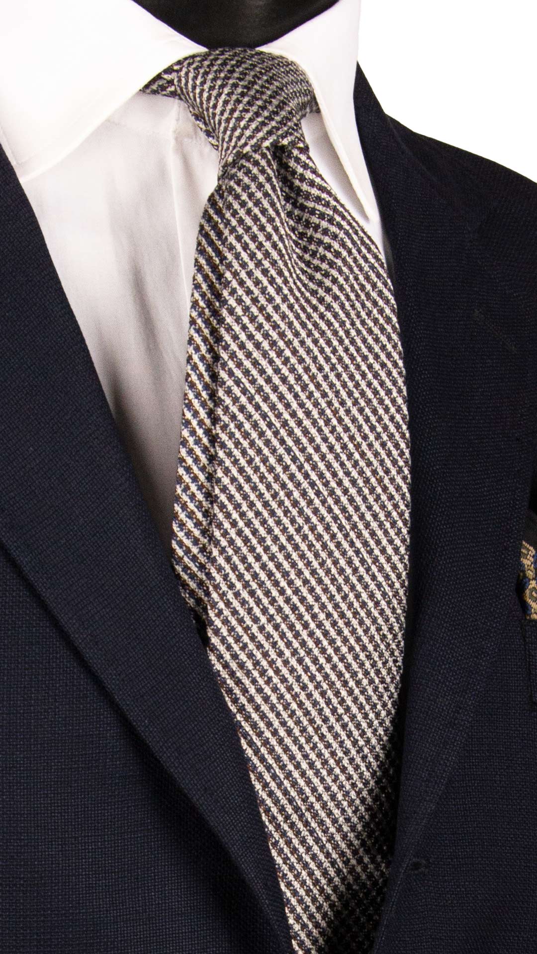 Cravatta-di-Seta-Fantasia-Blu-Bianco-Marrone-7127
