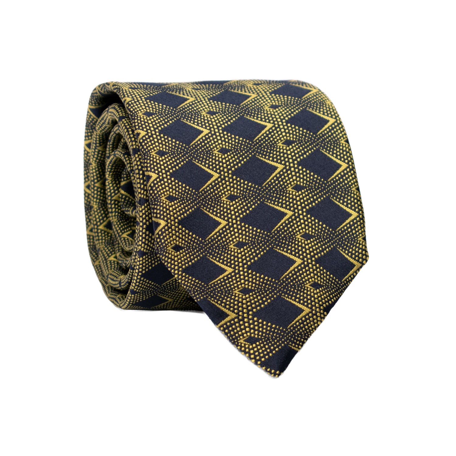 Cravatta di Seta Fantasia Gialla Blu 7178 Graffeo Cravatte made in Italy Rotolo