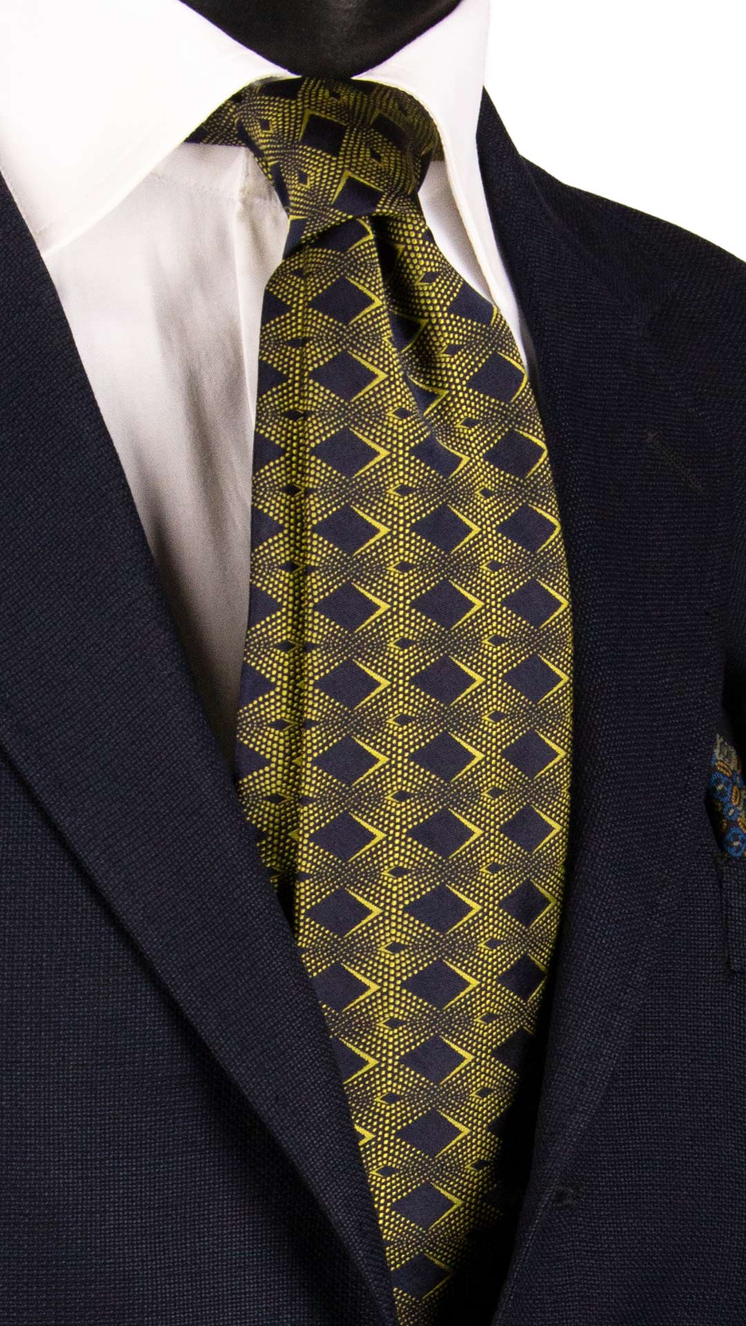 Cravatta di Seta Fantasia Gialla Blu 7178 Graffeo Cravatte made in Italy