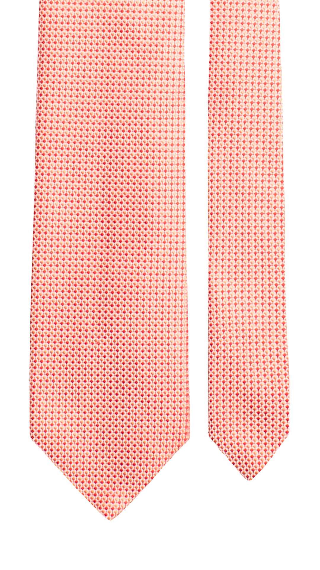 Cravatta di Seta Fantasia Rosa Salmone Rosso Bianco 7631 Made in Italy Graffeo Cravatte Pala