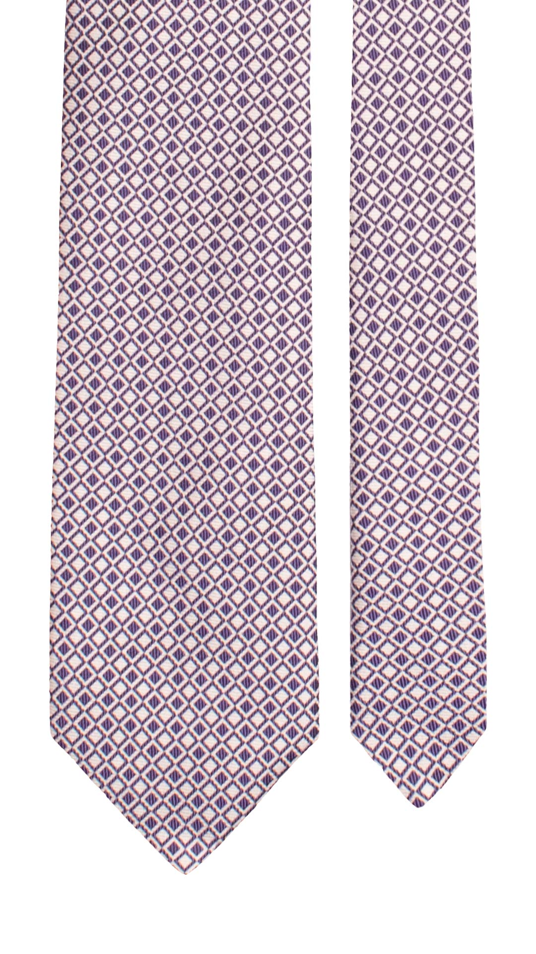 Cravatta di Seta Fantasia Viola Bianco 7534 Made in Italy Graffeo Cravatte Pala