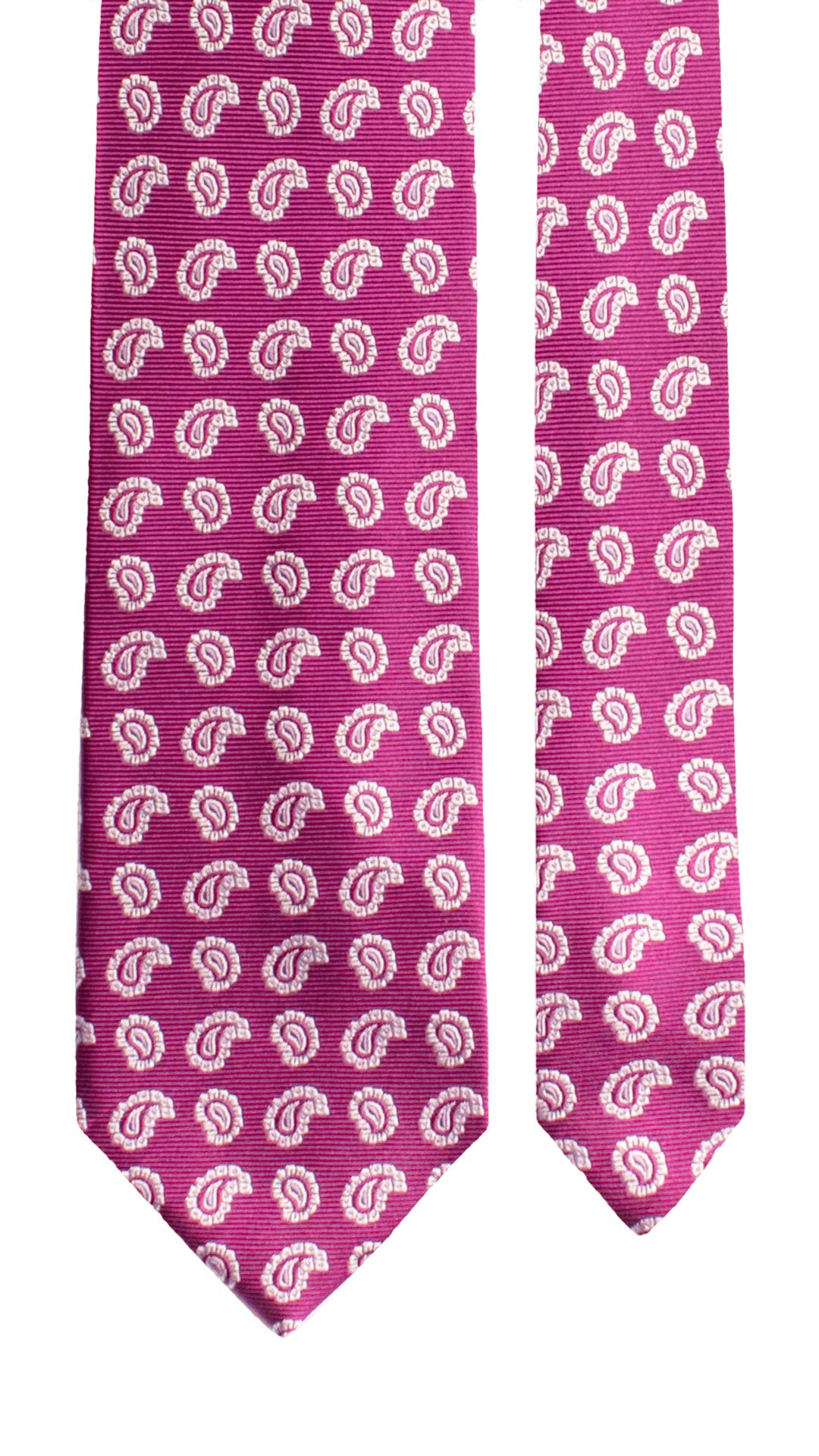Cravatta di Seta Fucsia Paisley Grigio Argento Lilla 1861 Graffeo Cravatte Made in Italy Pala