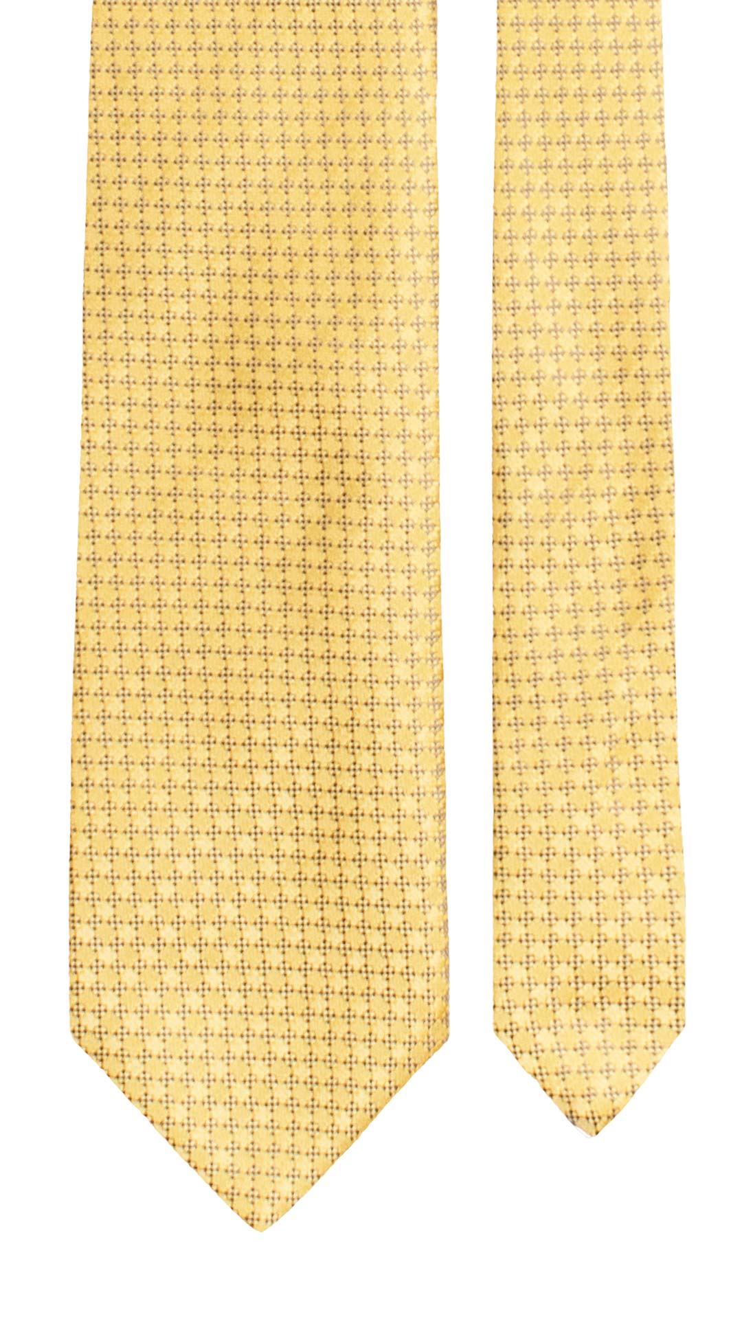 Cravatta di Seta Gialla Fantasia Grigio Antracite 7754 Made in Italy Graffeo Cravatte Pala