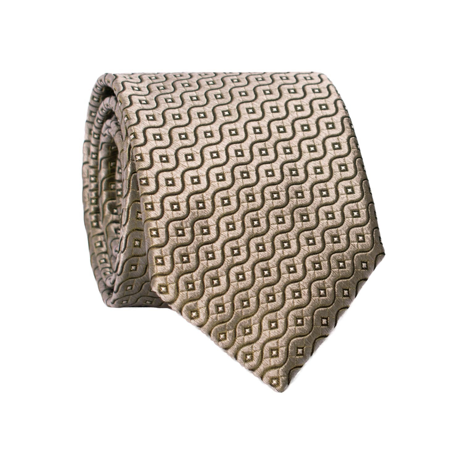 Cravatta di Seta Grigia Cangiante Fantasia Verde Bianca 7265 Graffeo Cravatte Made in Italy Rotolo