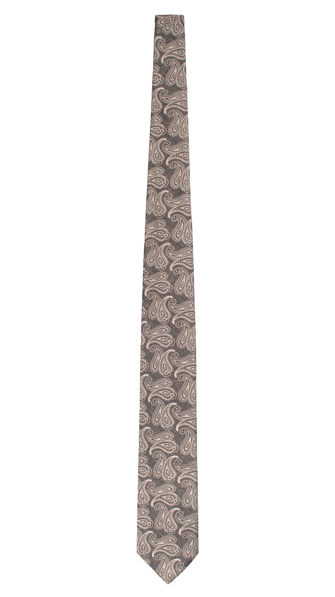 Cravatta di Seta Grigia Paisley Grigio Argento AN7610 Made in Italy Graffeo Cravatte Intera
