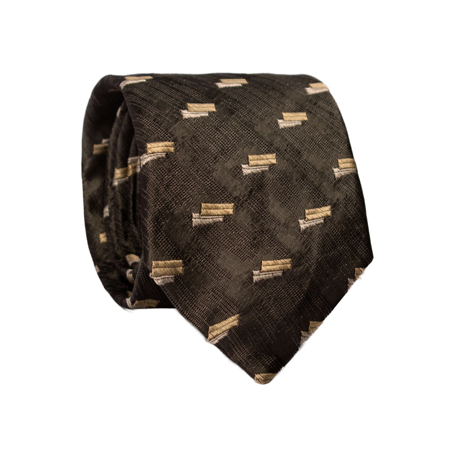 Cravatta di Seta Grigia Scura Lurex Fantasia Champagne Beige 7238 Graffeo Cravatte Made in Italy Rotolo