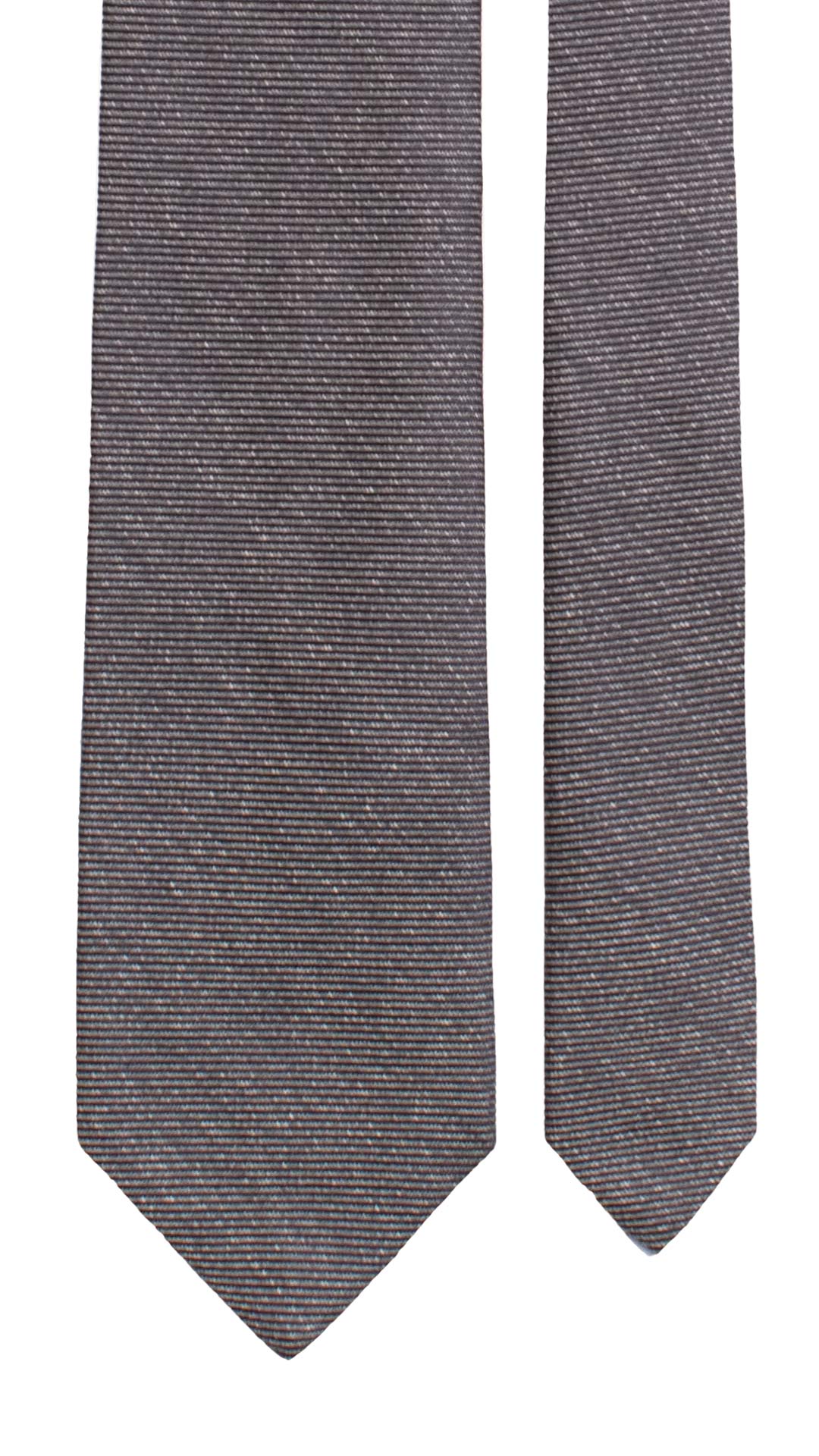Cravatta di Seta Grigia con Righe Orizzontali Blu 7772 Made in Italy Graffeo Cravatte Pala