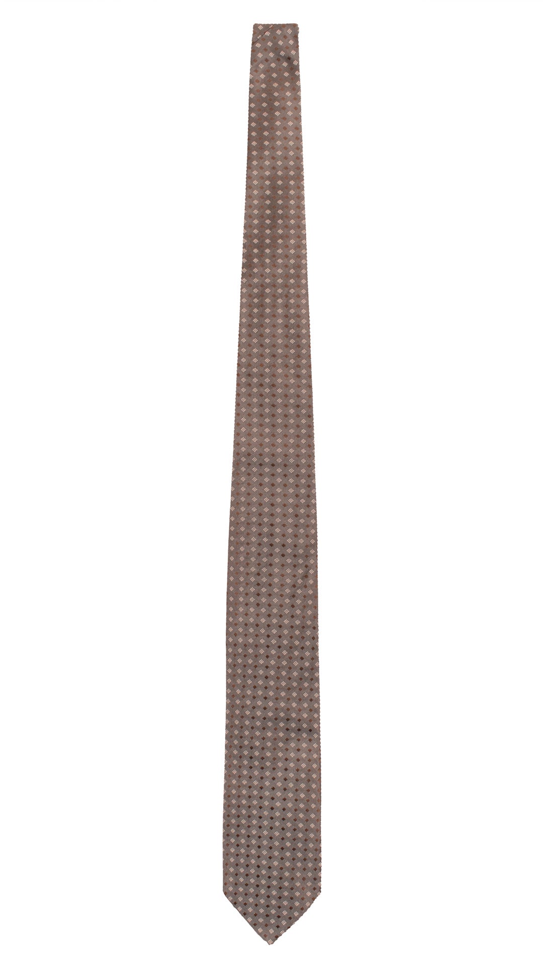 Cravatta di Seta Grigio Antracite Fantasia Marrone Bianco 7642 Made in Italy Graffeo Cravatte Intera