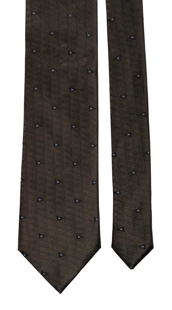 Cravatta di Seta Grigio Scuro Fantasia Celeste 6884 Pala