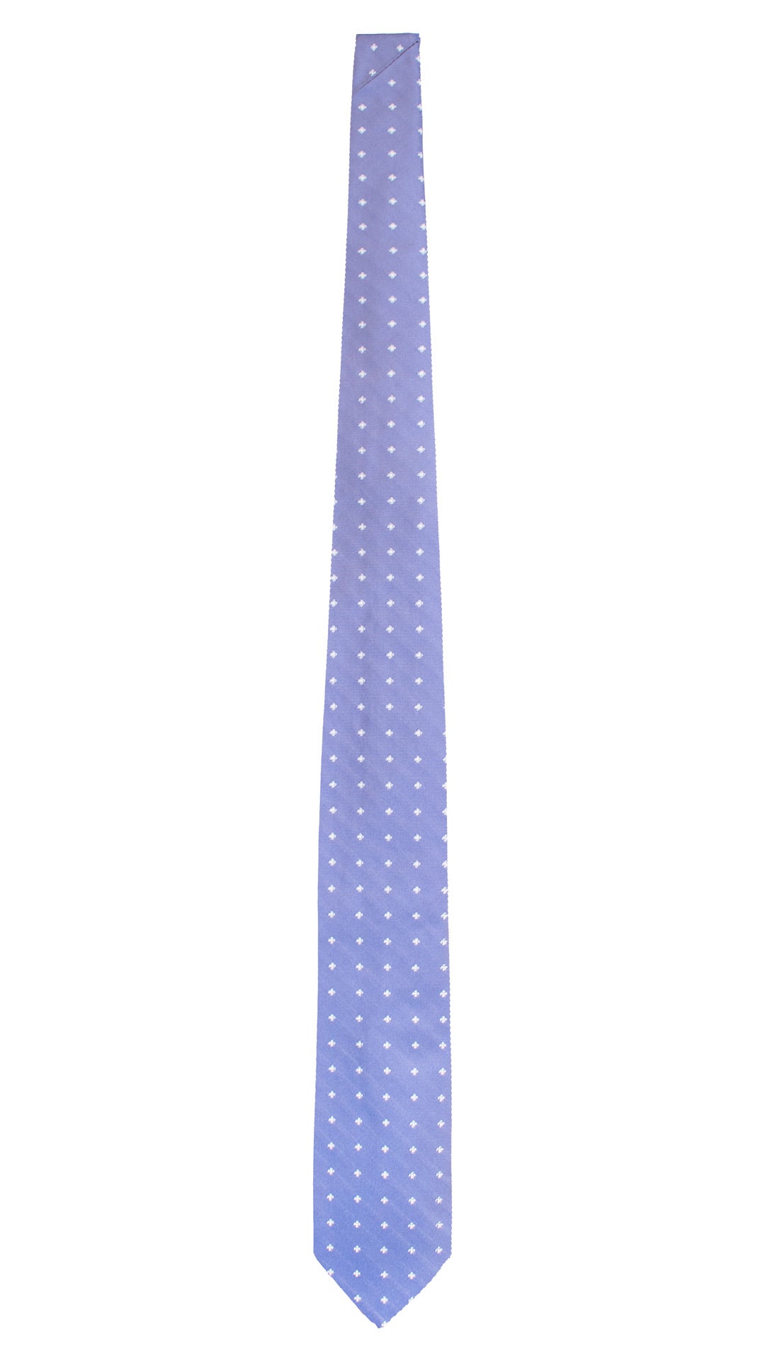Cravatta di Seta Lavanda Fantasia Celeste Bianco 7549 Made in Italy Graffeo Cravatte Intera
