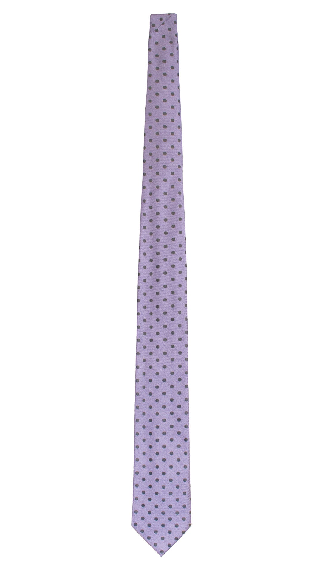 Cravatta di Seta Lavanda a Pois Grigio Antracite 7606 Made in Italy Graffeo Cravatte Intera