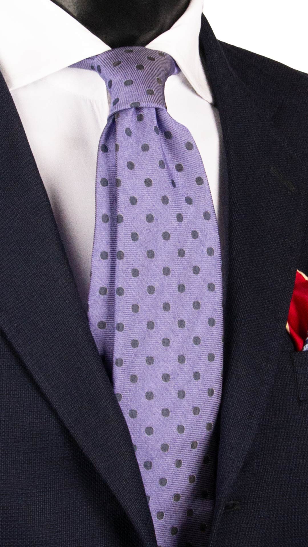 Cravatta di Seta Lavanda a Pois Grigio Antracite 7606 Made in Italy Graffeo Cravatte